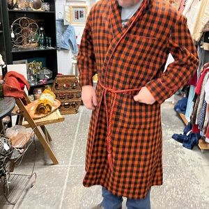 Super rare vintage plaid wool robe